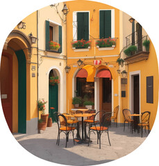 Vintage street cafe round vector