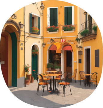 Vintage street cafe round vector