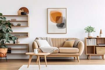 Modern loft living room interior,Generative AI