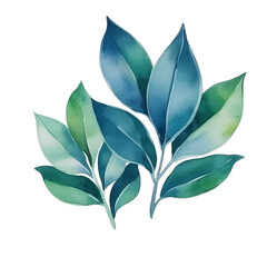 Watercolor leaves ioslated on white background created with Generative AI technology