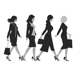 Woman group Shopping Silhouette vector