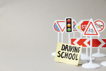 Driving school and driving lessons concept, education concept