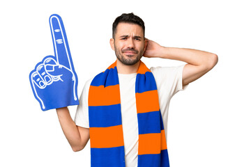 Young caucasian sports fan man over isolated chroma key background having doubts
