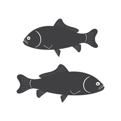 Fish icon, seafood or farm water animal isolated flat design vector illustration.
