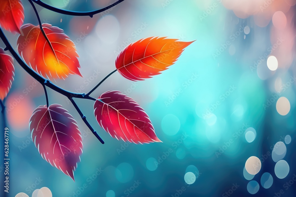 Aufkleber beautiful colorful original background images of autumn nature with orange leaves for creative work,