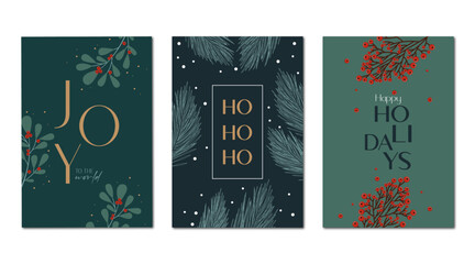 Christmas cards set with a Christmas tree