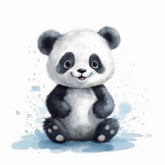 funny panda, watercolor style Generative AI