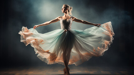 Ballerina gracefully performs a pirouette, her legs appearing weightless and ethereal Generative AI