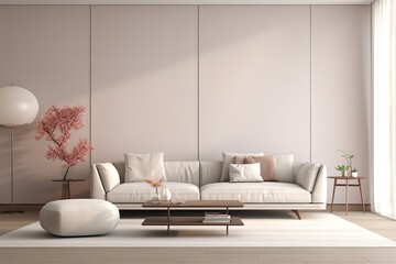 Fototapeta na wymiar Living room design with empty frame mock-up,Generative AI.