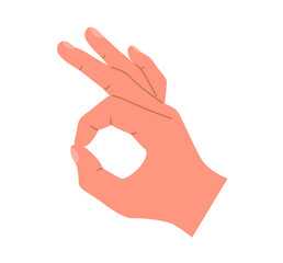 Hand showing OK sign. Human hand gesture. Vector illustration on an isolated white background.