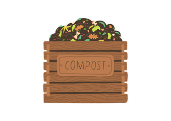 Compost box.  Recycling concept. Flat vector illustration