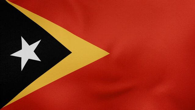 East Timor or Timor-Leste fabric flag calm swaying in the wind, looped endless cycled video, completely full screen covers flag background