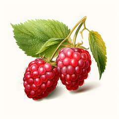 Raspberry isolated on white created with Generative AI technology
