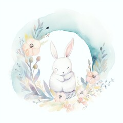 simple pastel watercolor Easter bunny 