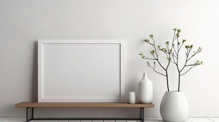blank horizontal poster frame mock scandinavian, generative ai
