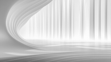 White empty textured room with interior curves in light view. Background, banner. AI generation