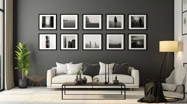 contemporary interior poster frames, generative ai