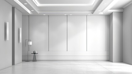 interior wall mockup empty white gray, generative ai