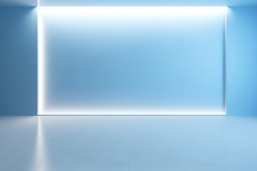 Minimalistic Blue Interior: Elegant Presentation Background with Built-In Lighting. Generative AI.