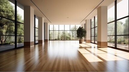 Fototapeta premium modern contemporary empty hall nature view, generative ai