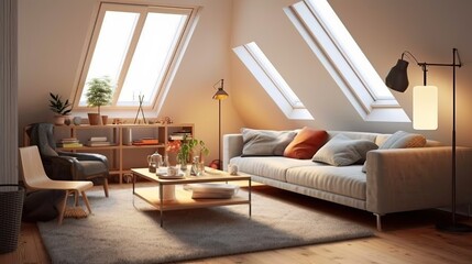 stylish scandinavian living room interior modern, generative ai