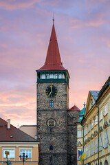 Obraz premium Jicin is a historical city. It is located in the Bohemian Paradise on the river Cidlina.The It is most beautiful in the morning sun. There is a beautiful view of the countryside from the Valdicka gate