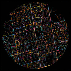 Colorful Map of RichmondHill, Ontario with all major and minor roads.