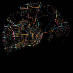 Colorful Map of Kingston, Ontario with all major and minor roads.