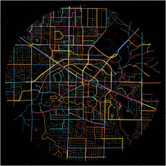 Colorful Map of Langley, British Columbia with all major and minor roads.