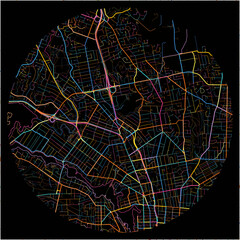 Colorful Map of Saanich, British Columbia with all major and minor roads.