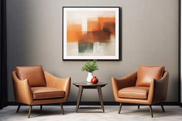 mock up poster frame in modern interior background, living room, Contemporary style, 3D render, 3D illustration | Gallery wall mock-up in cosy living room interior, Generative AI