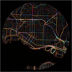 Colorful Map of NorthVancouver, British Columbia with all major and minor roads.