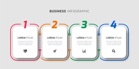 Vector Infographic Label Design Template with Thin Line, Icons and 4 Numbers for Presentation