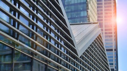 Modern building facade. Abstract modern architecture in minimal style. Metal pattern architecture details. 