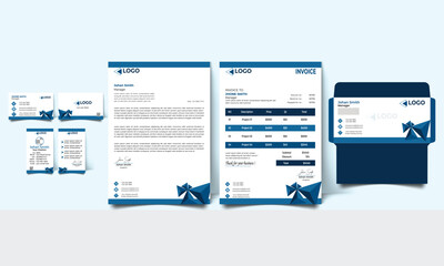 professional business stationery design items set. Corporate identity branding design. Business card, Id card, envelope, letterhead etc.