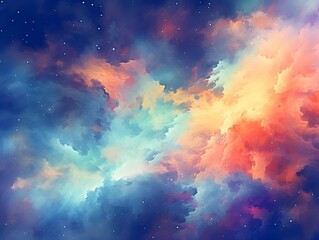 Fototapeta na wymiar Abstract colorful background with clouds and stars. 3d rendering, 3d illustration.
