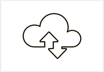 Cloud with arrow icon isolated. Cloud storage. Sketch vector stock illustration EPS 10