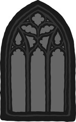 Naklejka premium Flamboyant / flowing gothic window tracery stylized drawing. Architectural element; medieval cathedral arches; vector