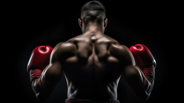 Back view of boxer athlete made with Ai generative, Person is fictional