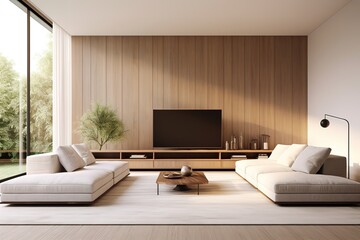 Stylish interior of modern living room with light wall,Generative AI
