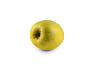Image of a ripe yellow apple on a white background