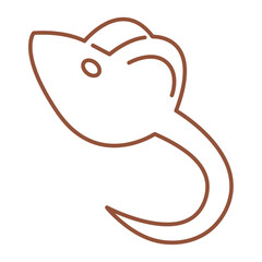Mouse doodle. A toy for a pet in the form of a mouse. Line art clip art on white background.