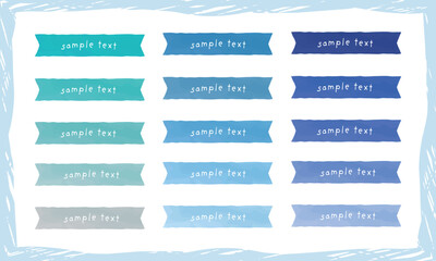 かわいい水彩の手書き風リボンセット　Hand drawn style cute watercolor vector ribbon set