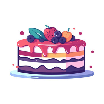 Cartoon cake image. Sweet cake. Sweet celebration dessert.