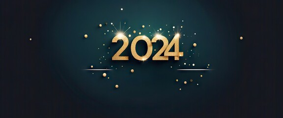 Happy New Year 2024 Gold Lettering Banner Generative AI. - obrazy, fototapety, plakaty