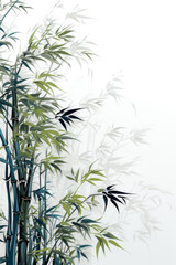 Japanese Bamboo Illustration In Beautiful Matte Colors On A White Background AI Generated