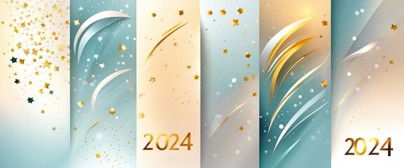 Happy New Year Celebration 2024 Sparkles Banner Generative AI.