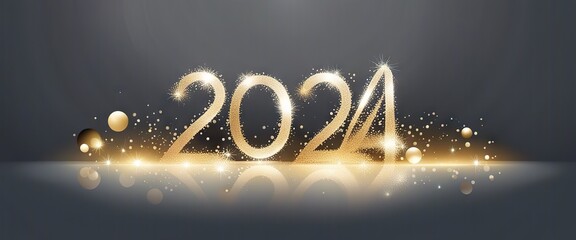 2024 Happy New Year Background Design. 2024 Happy New Year Lettering on Dark Background. Illustration Generative AI Art.