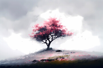 Japanese cherry blossoming - minimalistic art