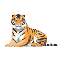 Fototapeta na wymiar Cute tiger isolated. Beautiful image of a tiger. Tiger in flat style.
